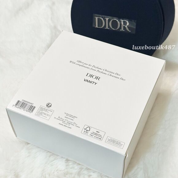 DIOR Beauty Round Vanity Pouch Makeup Mirror Bag Travel Case NIB - Picture 8 of 9